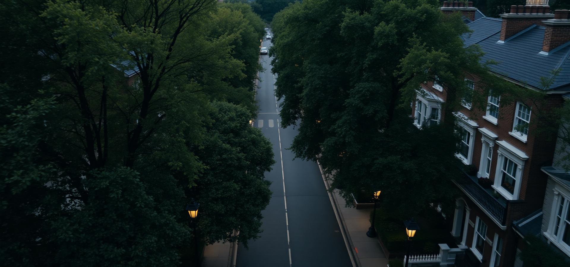 Leafy upscale residential street